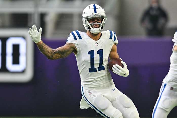 Dec 17, 2022; Minneapolis, Minnesota, USA; Indianapolis Colts wide receiver Michael Pittman Jr. (11) in action during the game against the Minnesota Vikings at U.S. Bank Stadium.
